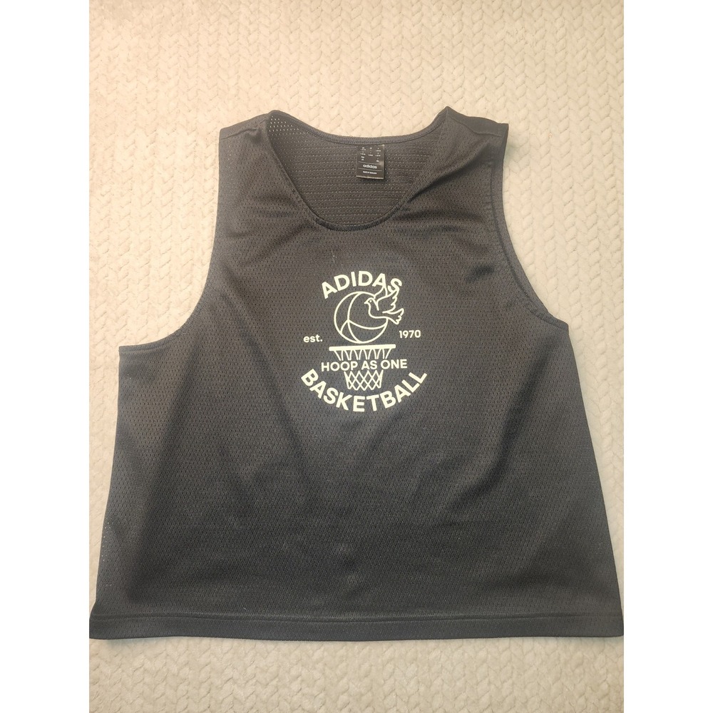 Adidas Basketball Tank Top Kids Black Sleeveless Hoop As‎ One Est 1970